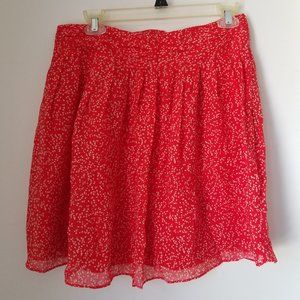 Club Monaco NWT 10 Red Silk Dot Print Skirt